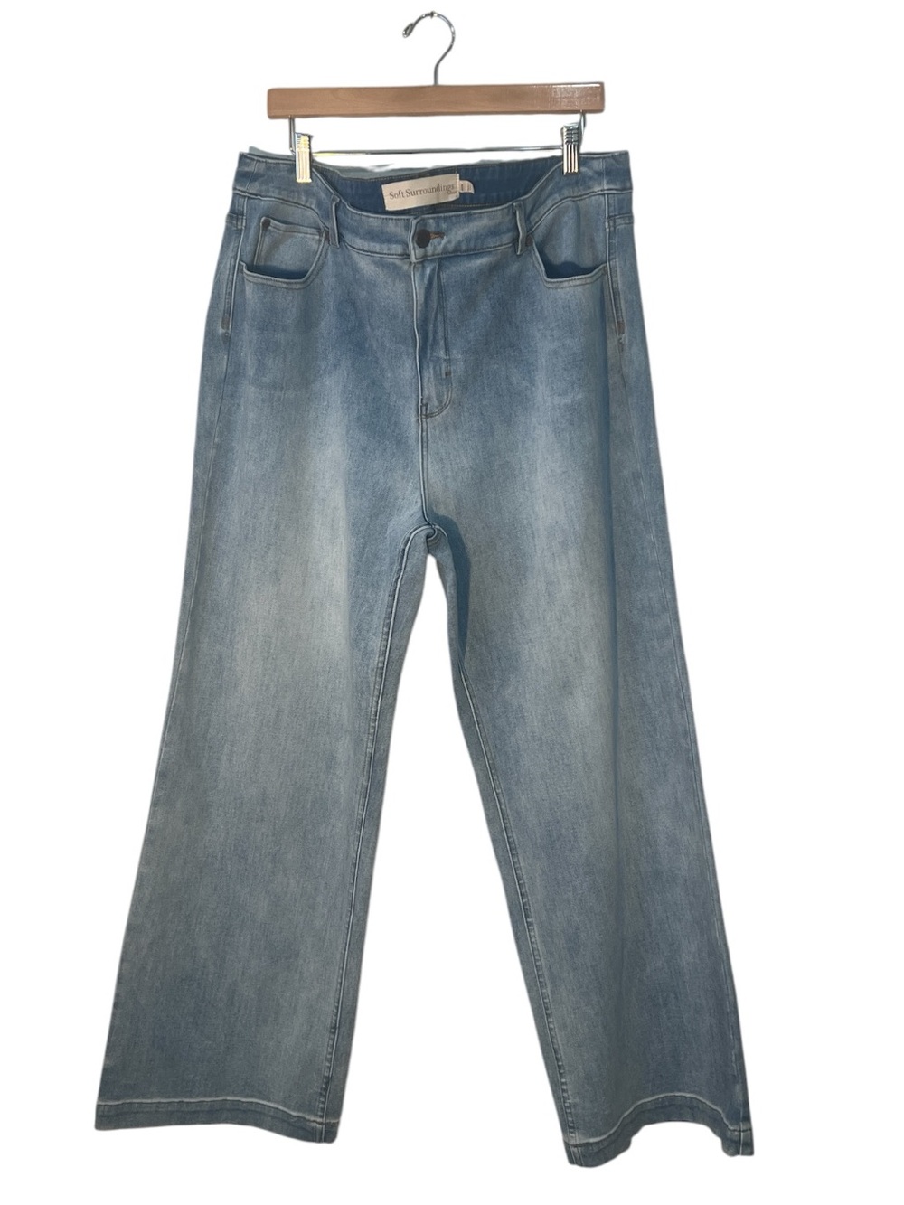 Soft Surroundings Size 20 High Rise Wide Leg Jeans Light Wash Stretch Denim
